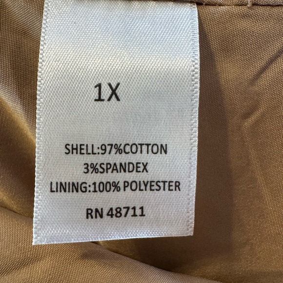 NWT Ophelia Roe Tan Quilted Cropped Cotton Jacket Sz 1X Fits L Snap Front - Picture 5 of 5